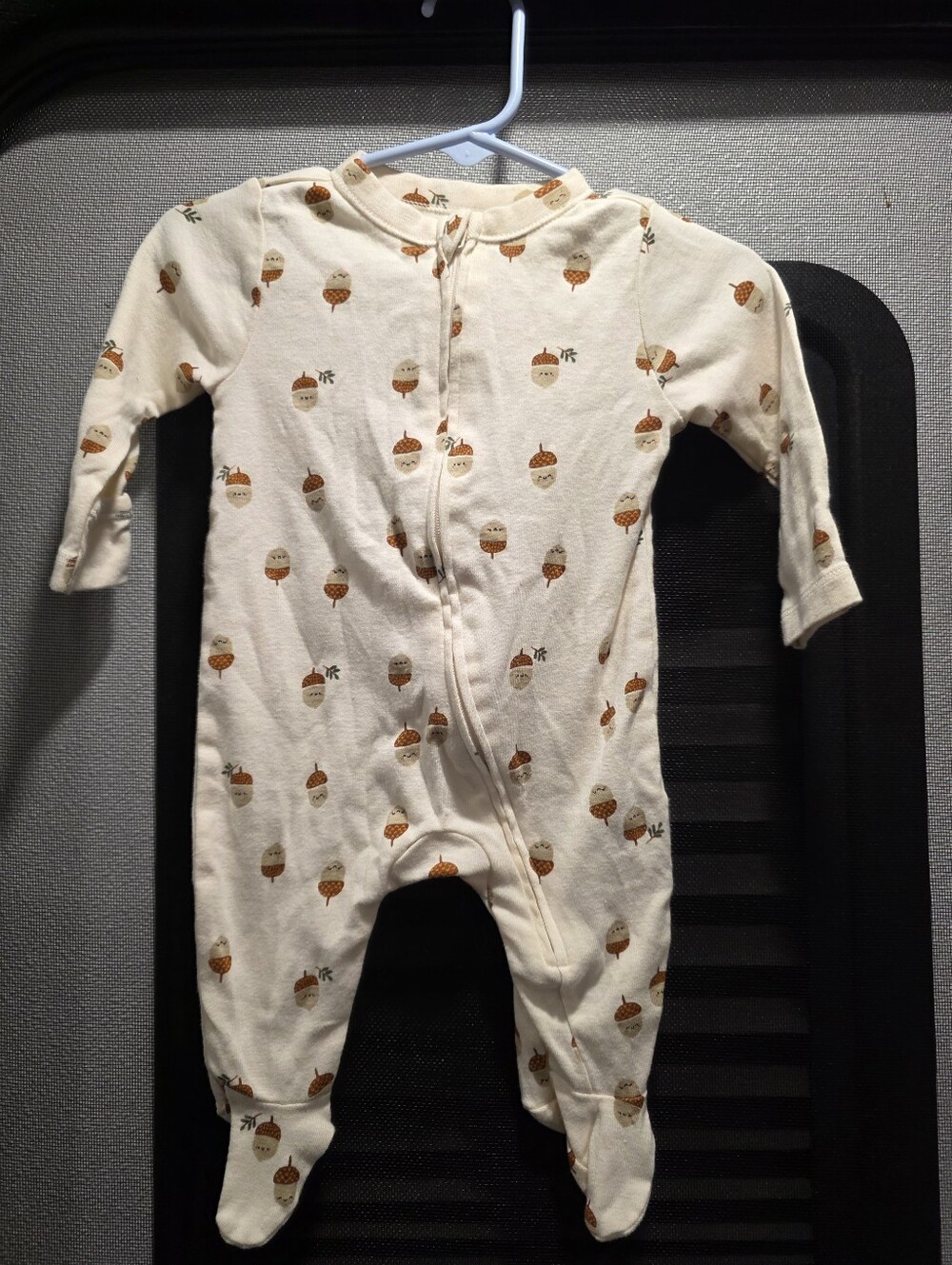 Old Navy Cream Footed One-Piece with Acorn Print
